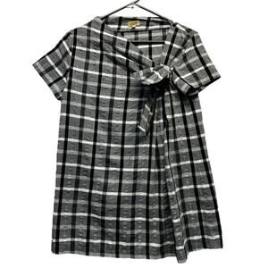 Piko 1988 Black White Plaid Smock Top‎ Size Small EUC Preppy Minimalist
